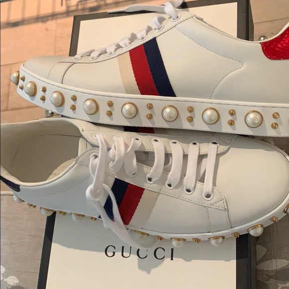 gucci pearl sneakers